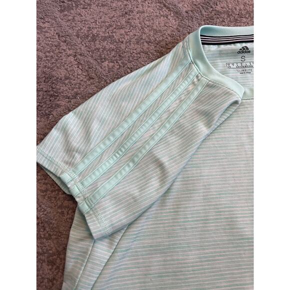 Adidas Mint/white striped Climalite T-shirt size Small - Picture 3 of 6